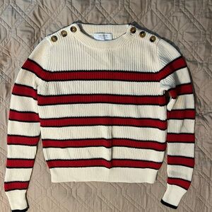 La Ligne Cream and Red Striped Sweater